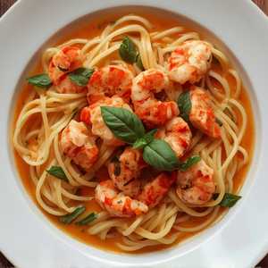 Fettuccine au homard, jus de crustacés au basilic, citron confit