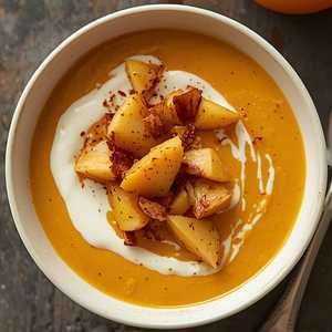 Butternut Squash Bisque with Curried Apples