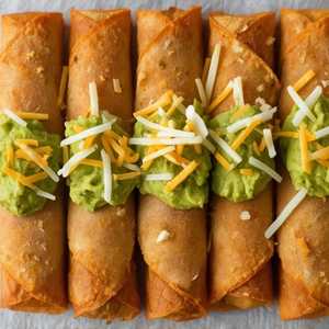 #1 5 Rolled Tacos w/Guacamole and Cheese