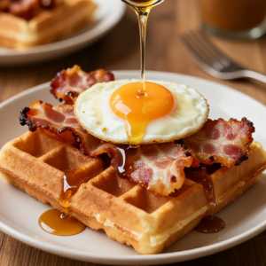 Waffle With Bacon & Eggs