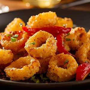 Pan-Fried Calamari with Hot Cherry Peppers
