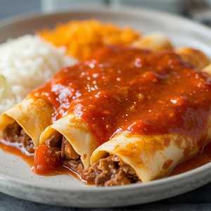 Brisket Enchiladas (3) with rice