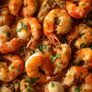 Dungeness Crab and Prawns a la Monza with Rice, en Casserole
