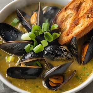Thai Coconut Green Curry Mussels