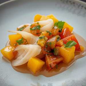 Geoduck, Pineapple Tomatillo & Sungold Tomatoes