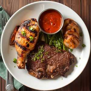 1/4 Pollo - 1/4 Costilla de Res