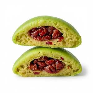Matcha Red Bean Mantou