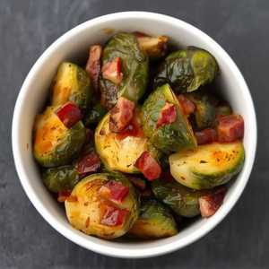 Soy Glazed Brussels Sprouts with Bacon
