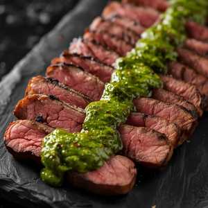 Sliced Ribeye Steak with Chimichurri