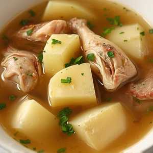 Chicken boiled with potatoes