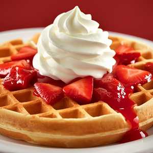 Waffle with Strawberry Topping