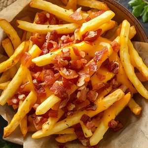 Papas Fritas Bañadas Con Queso Y Bacon