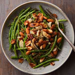 Blistered Blue Lake Beans, Squid Garum & Smoked Marcona Almonds