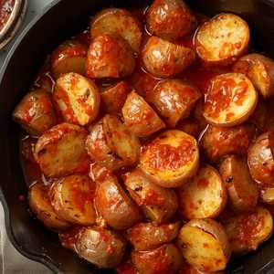 Patatas a lo Pobre con Crema de Chorizo
