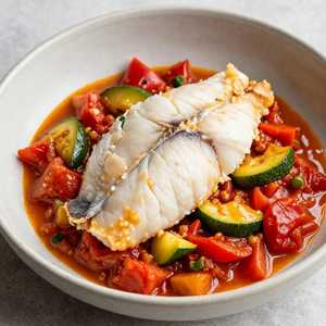 Bacalao con Pisto
