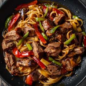 Beef Chow Mein w/ Black Pepper Sauce