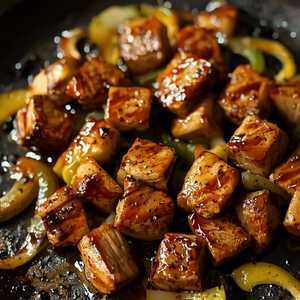 Sizzling rib eye diced w/black pepper sauce