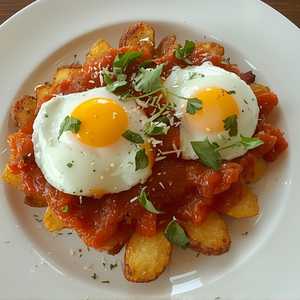 Brava Potatoes with Jamón Ibérico & Two Farm Eggs