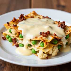 Lasagna Pancetta, Cavolfiore e Piselli