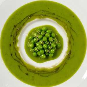Grilled Asparagus and Pea Soup