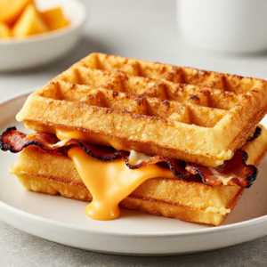 Waffle Grilled Cheese & Bacon Sandwich
