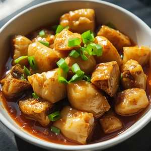 Vegetable Wontons Tossed w/ Eggplant in Garlic Sauce
