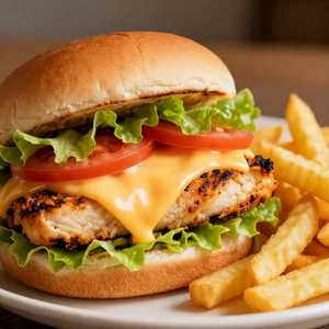 Swiss Chicken Grill Sandwich with Fries