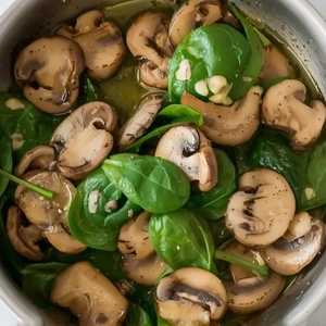 Sautéed Spinach And 6 Mushrooms