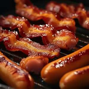 Ham, bacon, sausage or hamburger patty