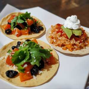 2 Beef Or Chicken Tacos One Tostada & Rice