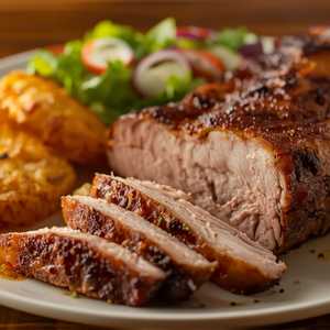 Pernil, Tostones y Ensalada