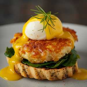 Lemon Dill Crab Shrimp Cake Benedict