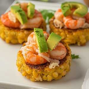 Sweet Corn Tamale Cakes With Shrimp & Lump Crab