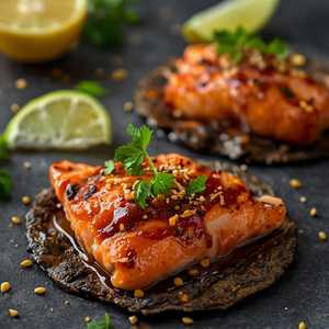 Torched Salmon Teriyaki Taco