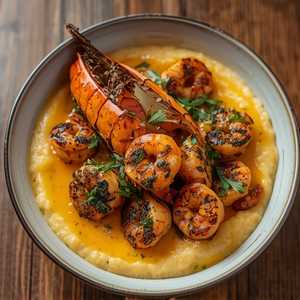 Shrimp + Grits w/ Lobster Tail