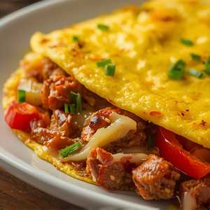Chorizo Hash & Cheese Omelet