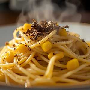 Spaghetti Alla Chitarra With Truffle & Sweet Corn