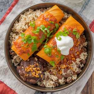 2 Tamales Enchilada Style Rice & Beans (Alternate)