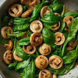 Sautéed Fresh Spinach And Button Mushrooms