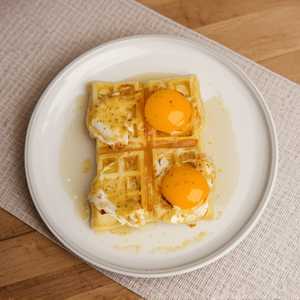 Belgian Waffle w/ two eggs