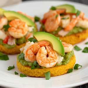 Sweet Corn Tamale Cakes with Shrimp and Lump Crab