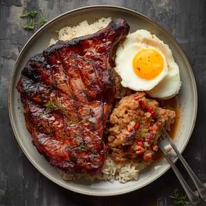 Steamed Meatloaf & Grilled Pork Chop
