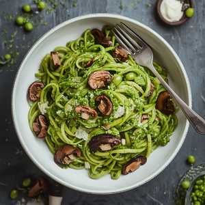 Fresh tagliolini pasta, fava bean pesto, Sierra morels, Meyer lemon, chili, Reggiano, breadcrumbs