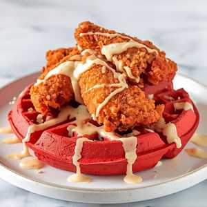 Chicken & Red Velvet Waffles