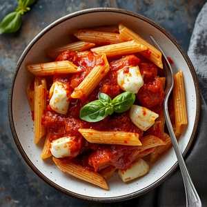 Penne with fresh mozzarella and tomato sauce