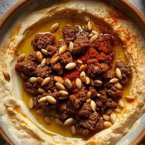 Spiced Ground Beef Hummus