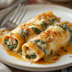Seafood Cannelloni Florentine, Cheese Sauce