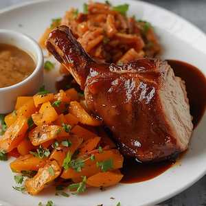sticky glazed pork shank