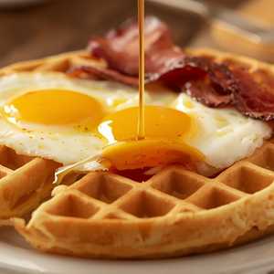 Waffle, 2 Eggs & Choice of Meat
