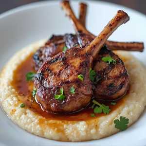 Jerk Grilled Lamb Chops & Grits